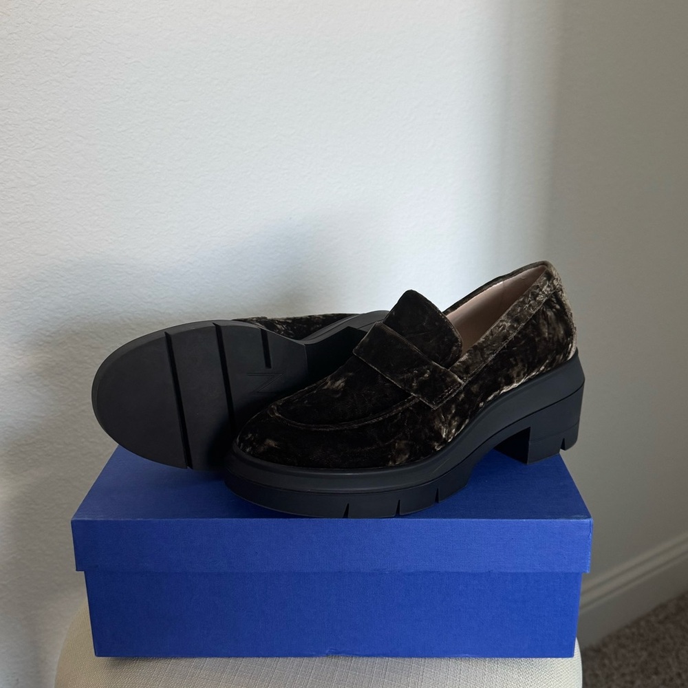 Olive Green Velvet Loafers